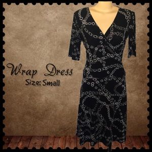Like New: 3/4 Sleeve V Neck Wrap Dress Size: Small